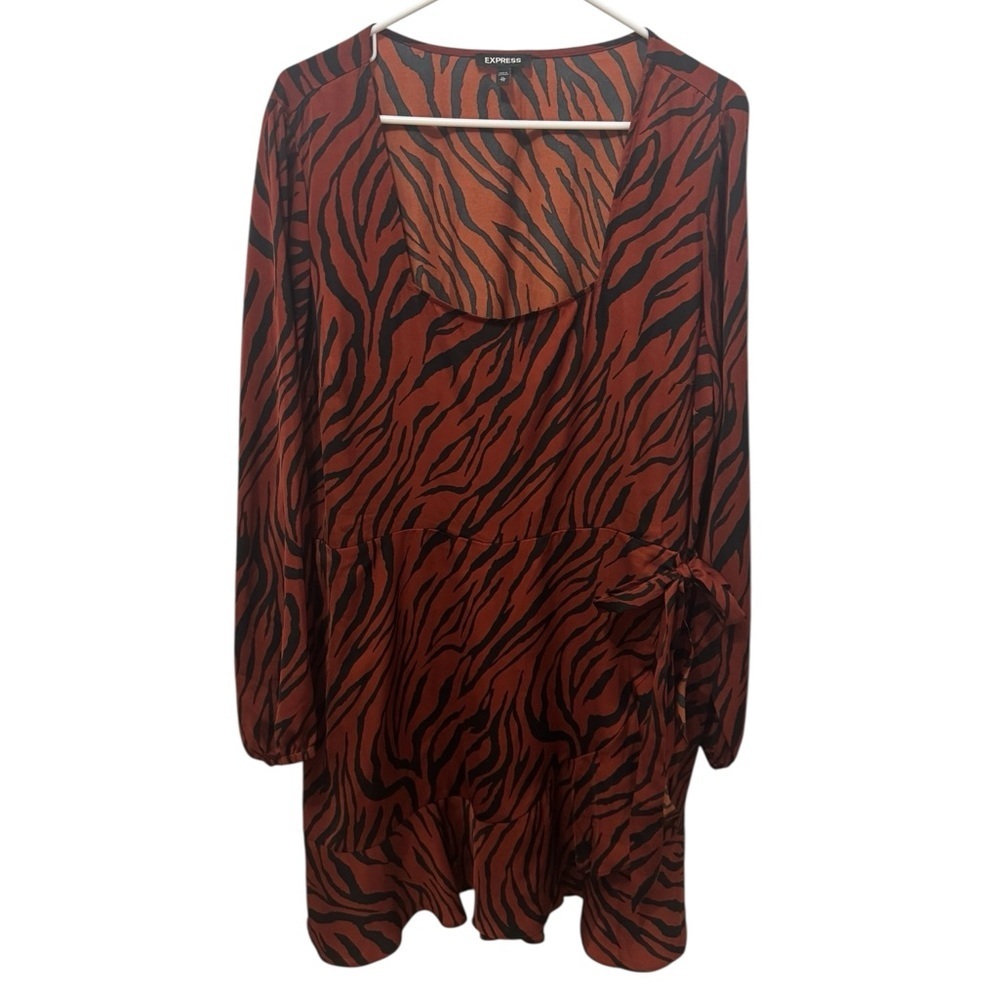 Express Zebra Print Squareneck Ruffle Mini Dress … - image 2